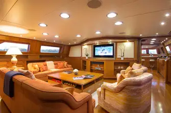 Doors either side of the bar lead from the main deck aft into the main saloon