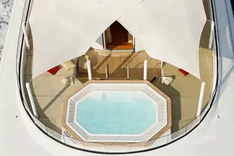 The jacuzzi on the forward sun deck