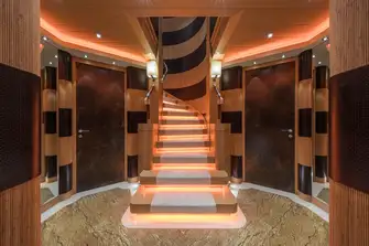The impressive lower deck lobby