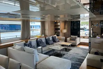 Huge picture windows in the main saloon