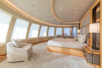 Panoramic views from the owner's suite, forward on the upper deck