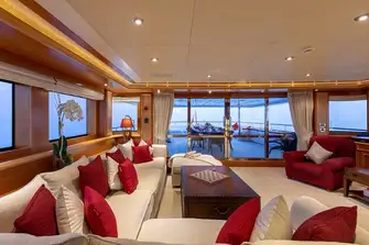 The sky lounge opens onto the upper deck aft entertainment space