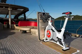 The pop-up exercise bike is a rare feature