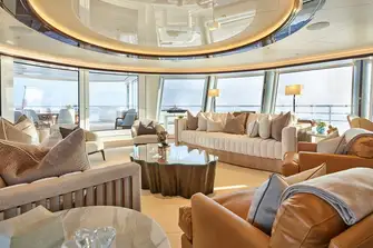The upper lounge typifies these contemporary, warm, welcoming interiors