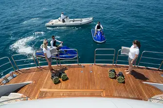 The swimming platform offers easy access to the water
