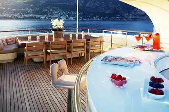 The sun deck is a great place to hang out and catch up with your family and friends