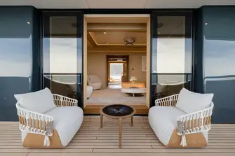 The owner's lounge and study both have private balconies