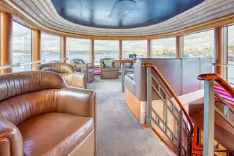The upper deck observation lounge emphasises this yacht's ocean-centric design