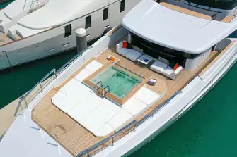 The owner's private terrace has a jacuzzi, sunpads and a lounge area