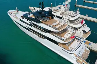 The sun deck has sun lounges fore and aft with dining beneath the hardtop, and there is a second open-air dining option on the upper deck aft