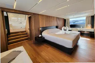 ...and take steps down into the bedroom with en suite and walk-in wardrobe...