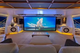 The outdoor cinema on the bridge deck aft