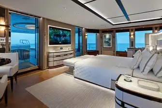 Looking aft in the owner's bridge deck suite