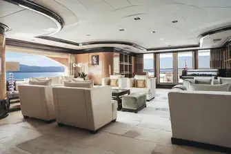 The sky lounge seen from the sit-up bar, with great views through large picture windows