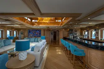 The skylight above the sky lounge bar lets in natural light, an instant mood elevator