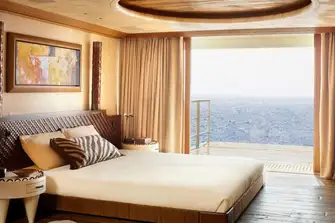 One of the lower deck guest suites has its own sea terrace