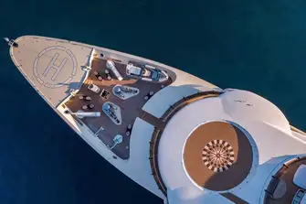 The second helipad, seen lower right, was added during a Blohm+Voss refit in 2008
