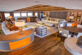 The upper deck sky lounge transforms into a nightclub