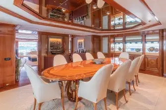 The main deck's formal dining area