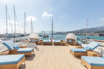 The sun deck aft is a vast, versatile space