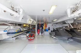 Tenders and toys launch through shell doors port and starboard respectively, and there is space for a city car too