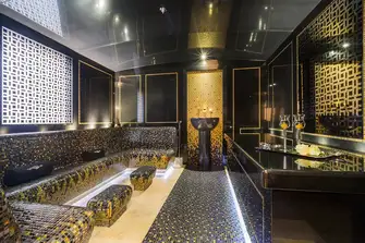 The bridge deck wellness centre has a sumptuous mosaic-tiled hammam