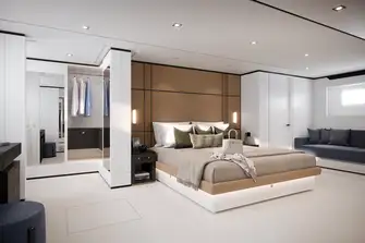 The full-beam owner's suite is on the lower deck