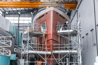 The yacht is less than a year away from delivery by Pendennis of Falmouth