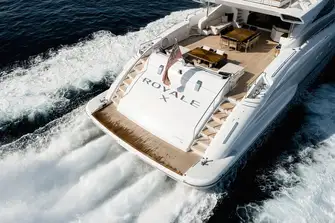 The yacht has pace and power in abundance with a top speed of 38 knots