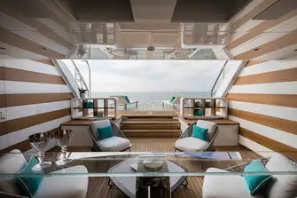 The spacious beach club is a magnet for guests