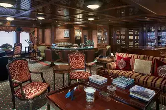 The bridge deck lounge has a marble sit-up bar