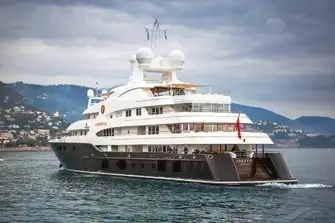 SARAFSA is a substantial yacht with six guest decks and an interior volume of 3,179GT