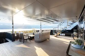 The lounge on the main deck aft, a spacious area