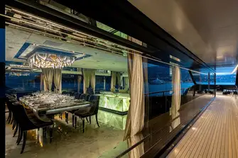 The formal dining area on the main deck