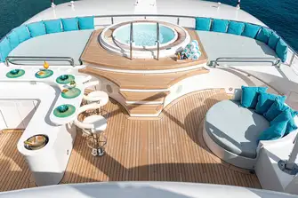 The sun deck jacuzzi is always a popular spot to spend time