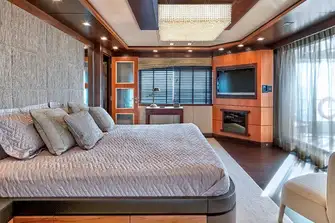 The owner's suite is aft facing on the upper deck