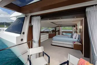The owner's suite has slide-out balconies on both sides