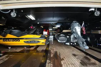 There is abundant storage space for toys in the lazarette