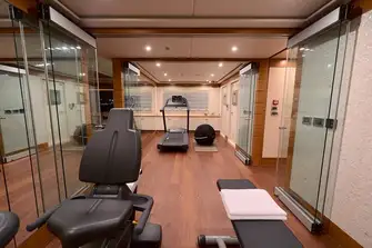 The gym area, of which are the shower, dayhead and sauna