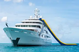 The yacht famously has a huge range of toys including what's thought to be the highest slide on any charter yacht