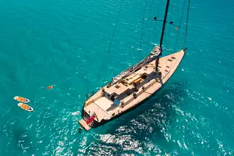 Regatta-winning pace under sail and plenty of versatile deck space and toys at anchor. She's the complete package