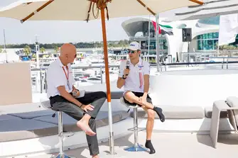Esteban Ocon, then of Force India, gives an interview on board the yacht
