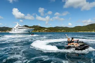 SECRET anchored off Carlisle Bay for some fast fun