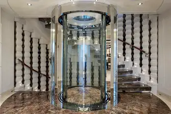 Elevator from lower to upper decks