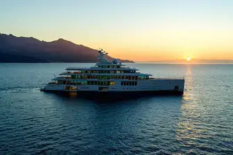 A huge battery bank and advanced power management systems allow her to operate silently all night at anchor