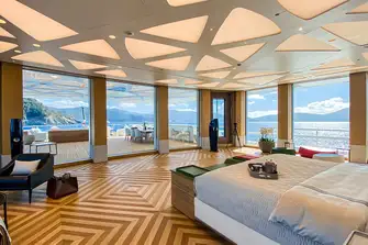 The owner's suite is aft facing on a dedicated owner's deck
