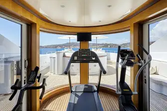 Climate controlled gym on the sun deck