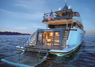 The beach club 'cabana' and hydraulic bathing platform