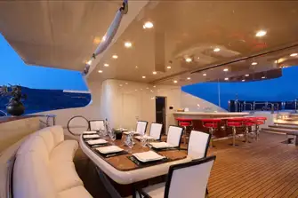 Shaded sun deck dining