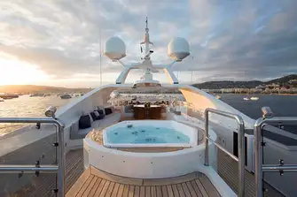 Looking aft from the huge sunpad forward on the sun deck